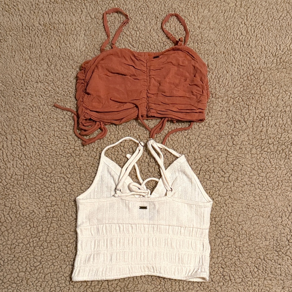 O'Neill Rust and Cream Ruched Crop Tops - Picture 4 of 4